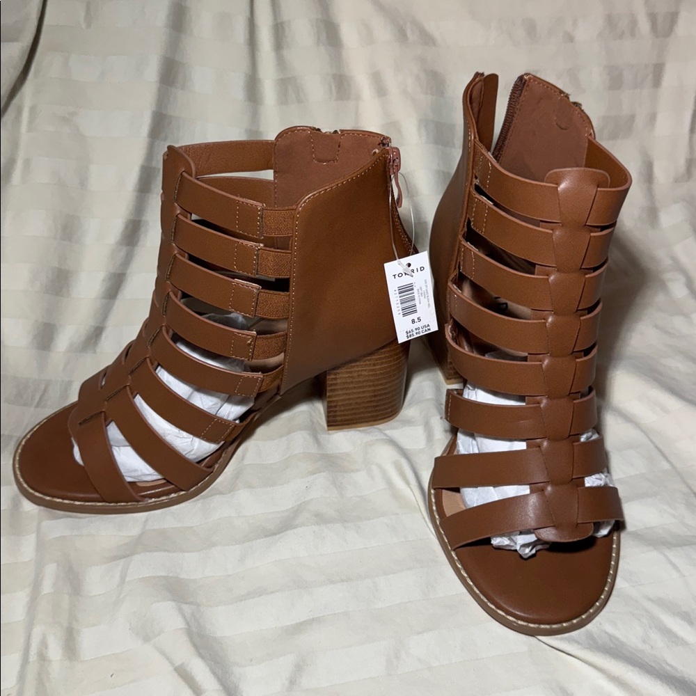 Torrid Brown Strappy Block Heel Sandals